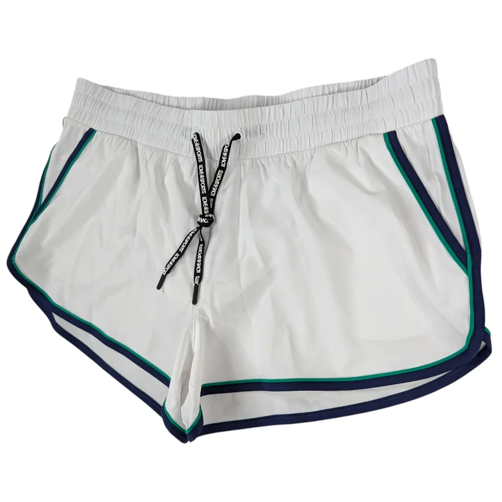 Love & Sports XL Running Shorts White Green Womens Retro Brief Liner Quick Dry - Picture 4 of 11